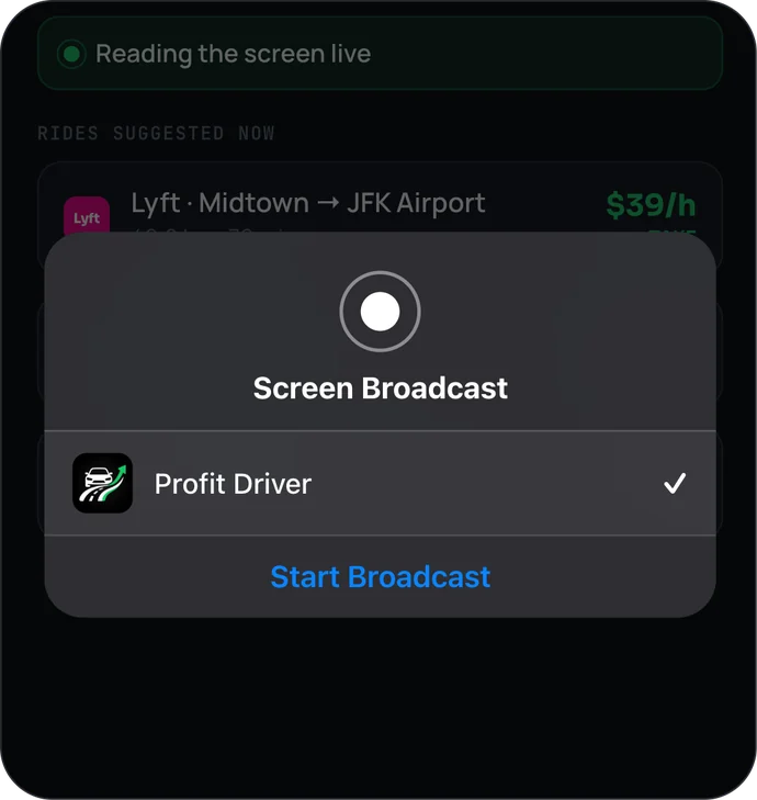Start broadcasting in Profit Driver