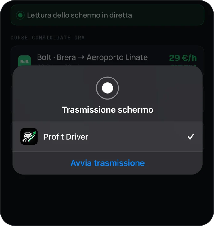 Avvia la trasmissione in Profit Driver